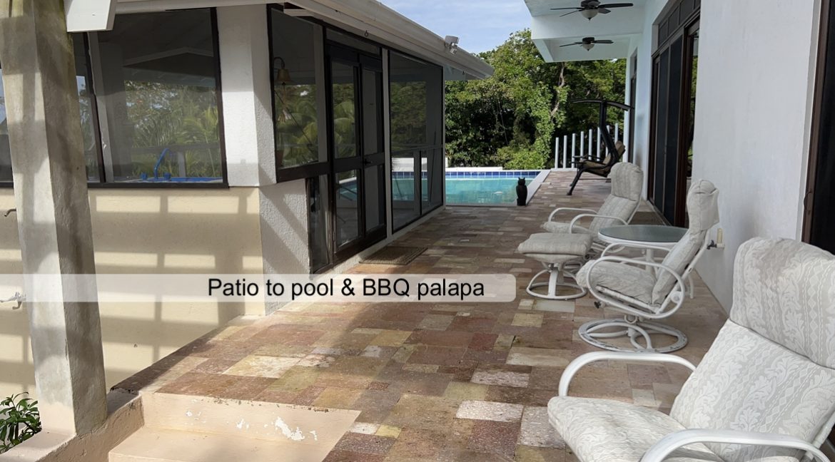 Patio to pool & BBQ palapa